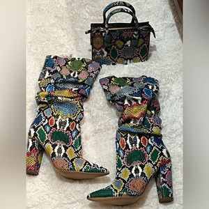 Snakeskin boots and purse